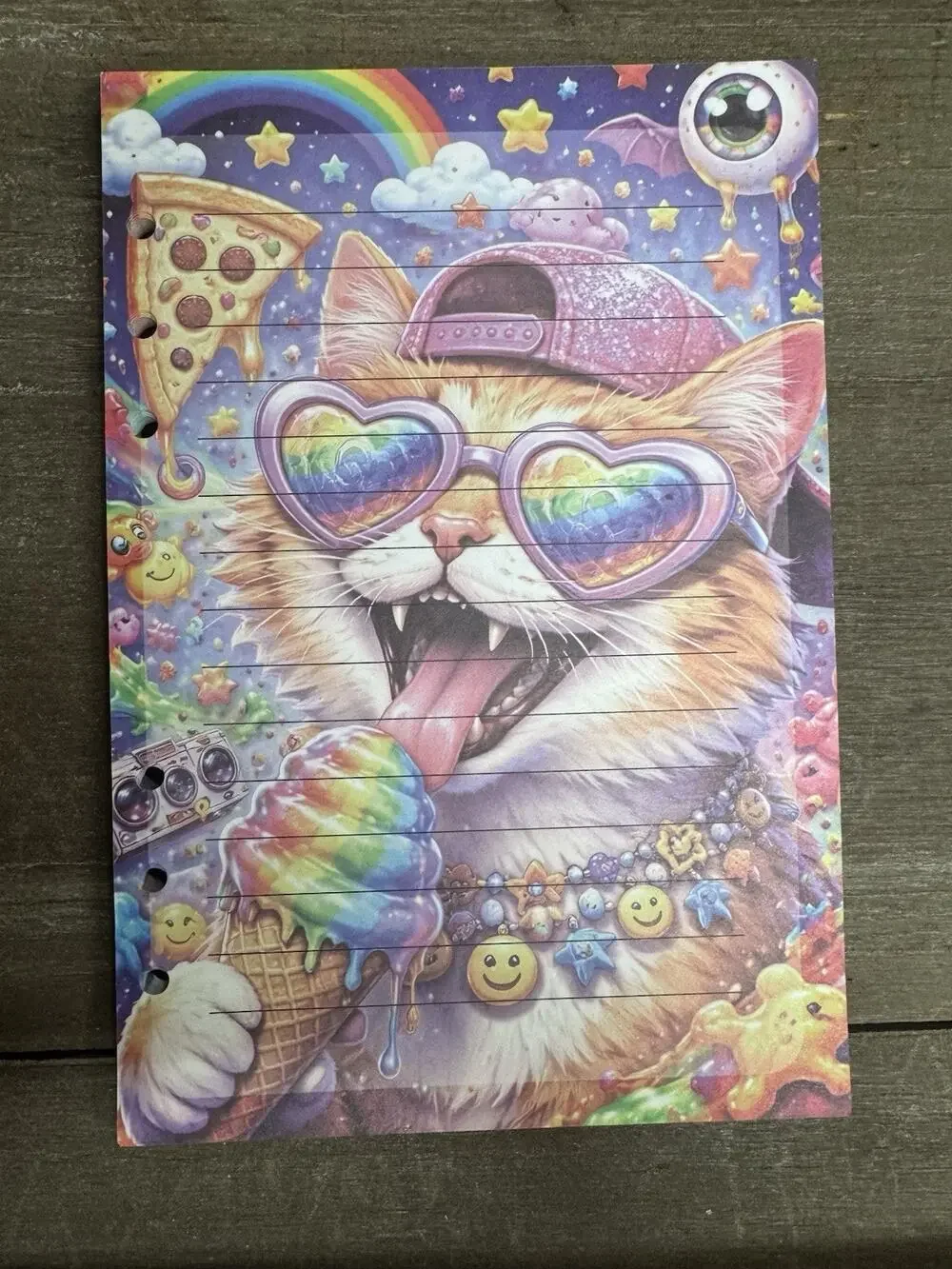 Lisa Frank Inspired Cool Cat Size A5 Refill Paper (50 Sheets)